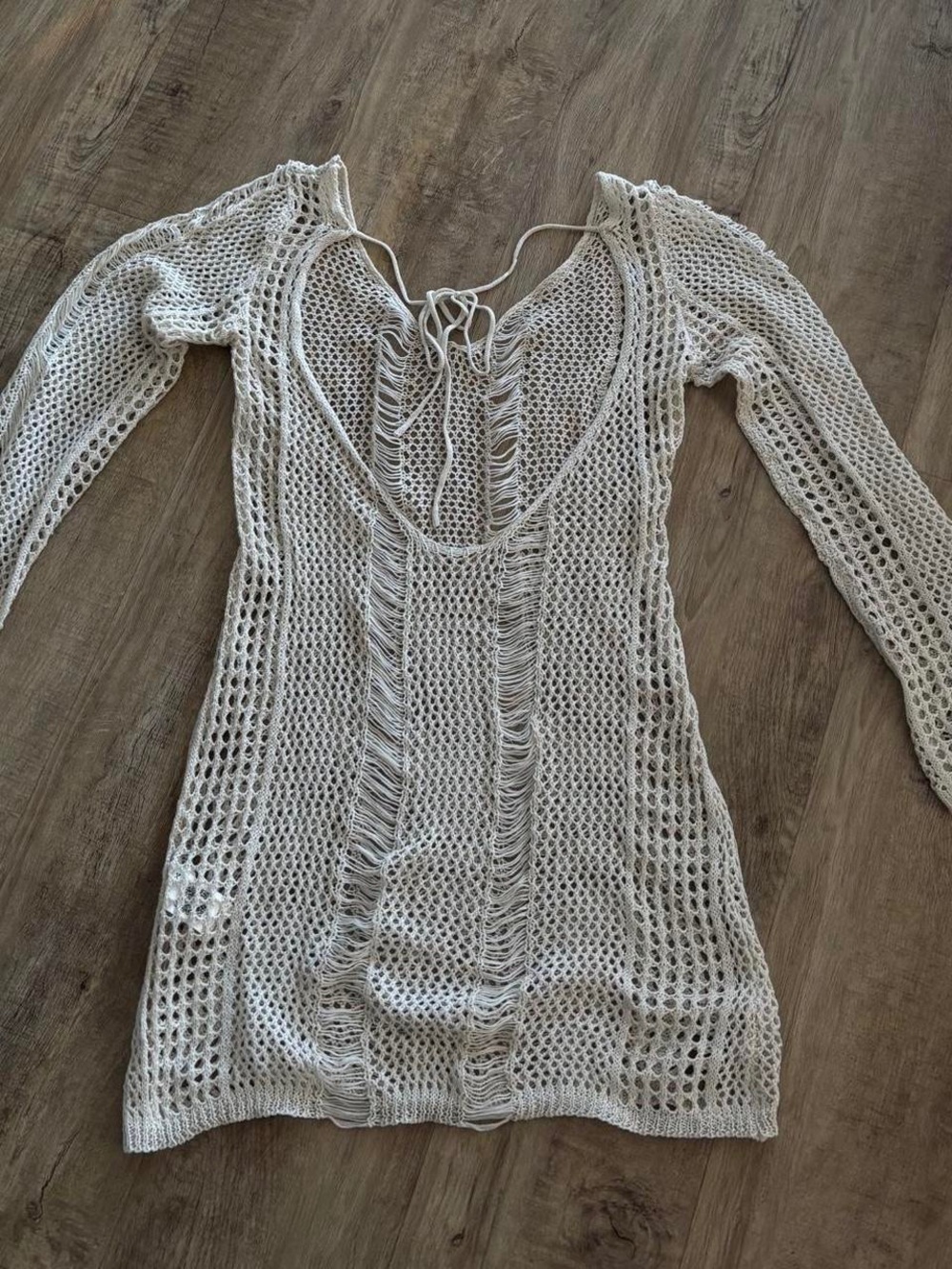 Women's Tan Crochet Swim Cover-Up Dress